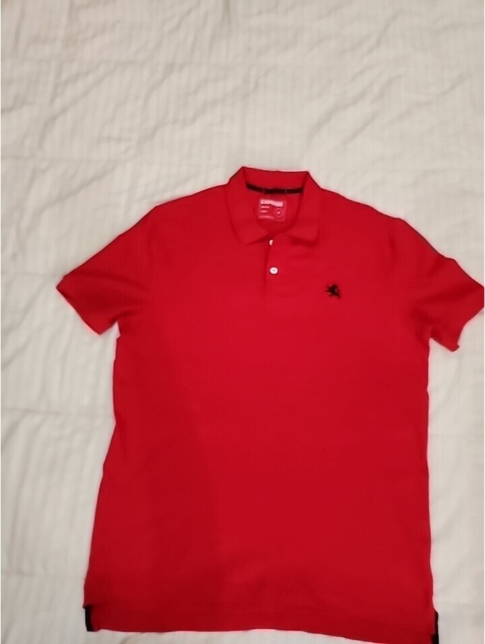 Express Red Collared Pique Polo STRECH Short Sleeve Dress Shirt SZ L/G INDIA